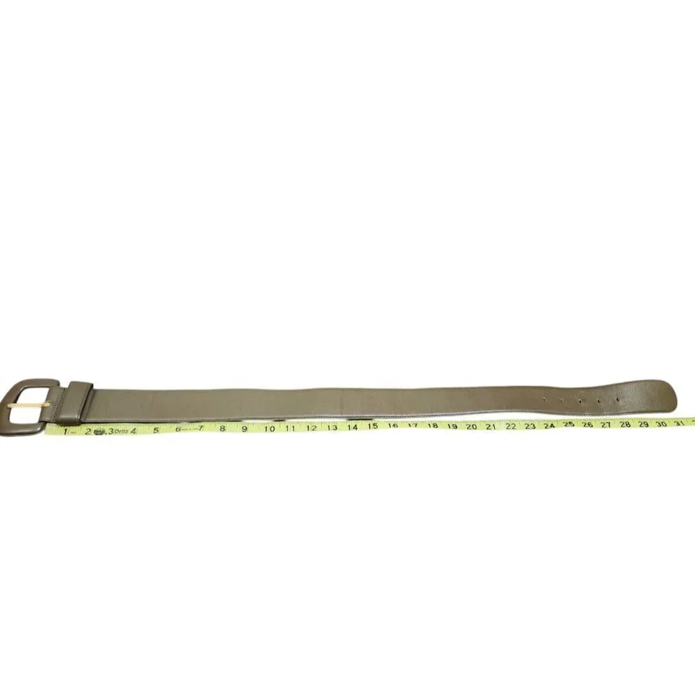Charter Club Belt Genuine Green Leather Gold Tone Prong Women's Size S